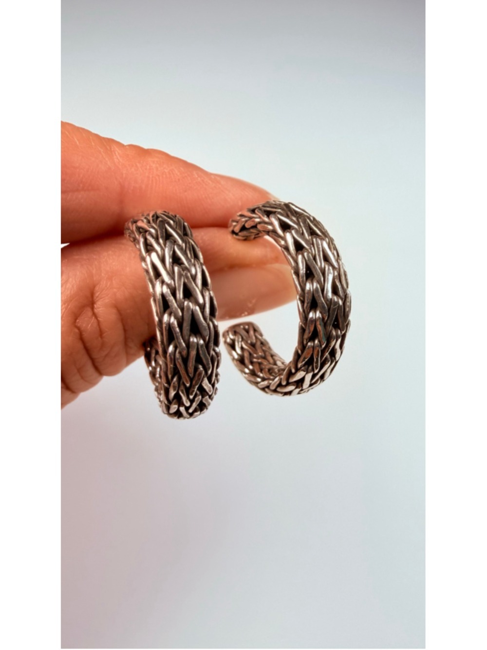 John Hardy Classic Signature Chain Somerset Hoop 925 Sterling Silver Earrings